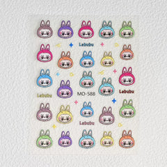 5D Labubu Zimomo Popmart Nail Art Stickers 5 types