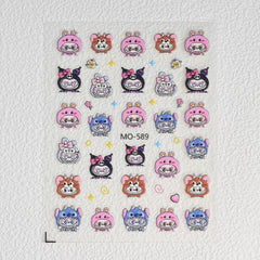 5D Labubu Zimomo Popmart Nail Art Stickers 5 types