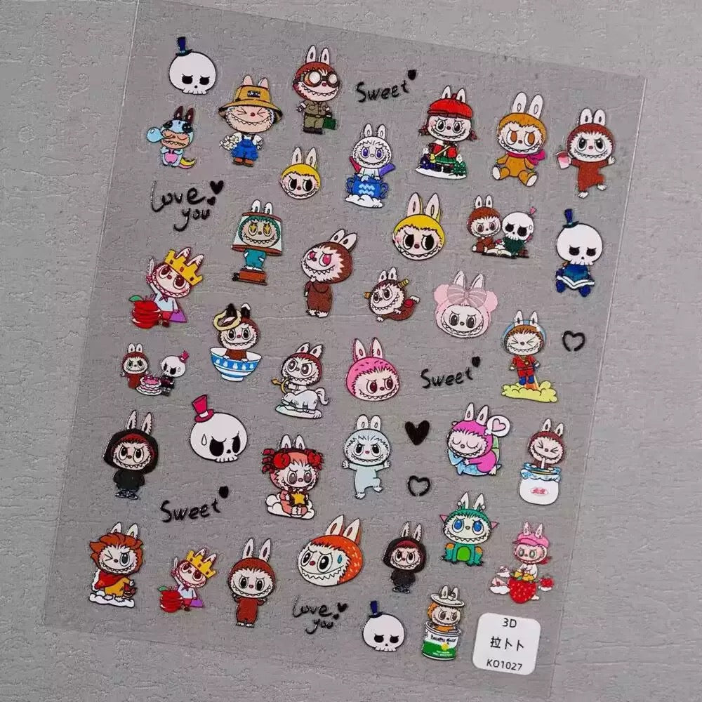 5D Labubu Zimomo Popmart Nail Art Stickers 5 types