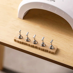 Nail Holder Stand for Press on Nails Display Wood Wave Square Nails Holder