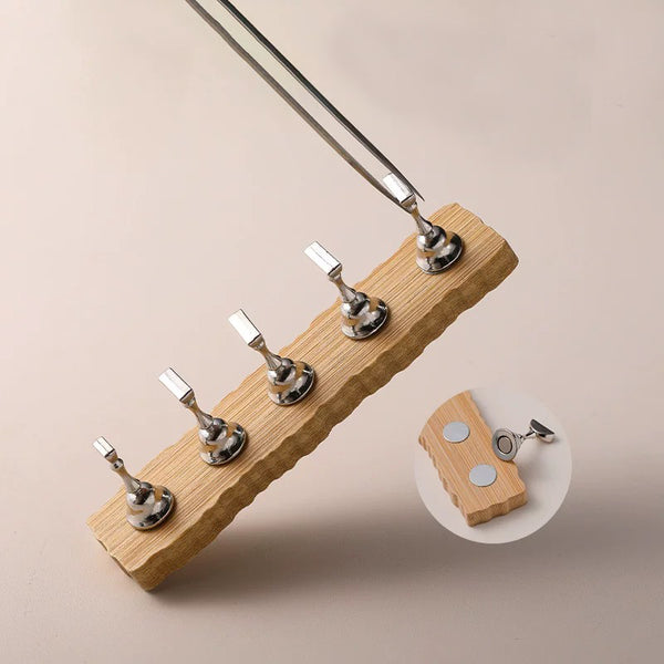 Nail Holder Stand for Press on Nails Display Wood Wave Square Nails Holder