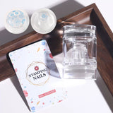 Upgrade Rotatable Stamper Kit French Tip Nail Art Stamper with Adjustable Pattern Size Clear Silicone Stamping