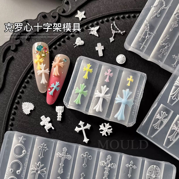 Chrome Hearts 3D Carving Silicone DIY Nail Mould Decoration