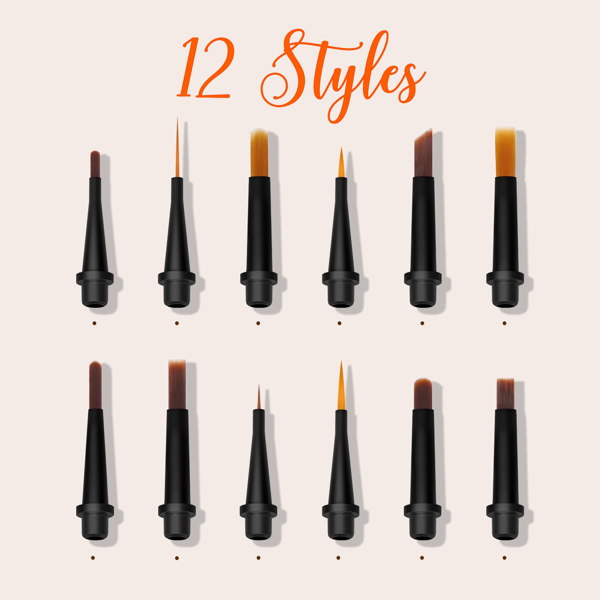 Multi-purpose nail brush with 12 replaceable heads