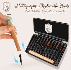 Multi-purpose nail brush with 12 replaceable heads