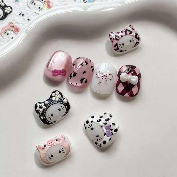 Y2K Sanrio Hello Kitty Leopard 5D Nail Stickers