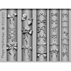 3D Mix Bows Nail Stencils Silicone Molds Carving Bow Knots Design Template Art Accessories Tools for Charms Art Decorations