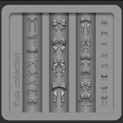 3D Mix Bows Nail Stencils Silicone Molds Carving Bow Knots Design Template Art Accessories Tools for Charms Art Decorations