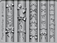 3D Mix Bows Nail Stencils Silicone Molds Carving Bow Knots Design Template Art Accessories Tools for Charms Art Decorations