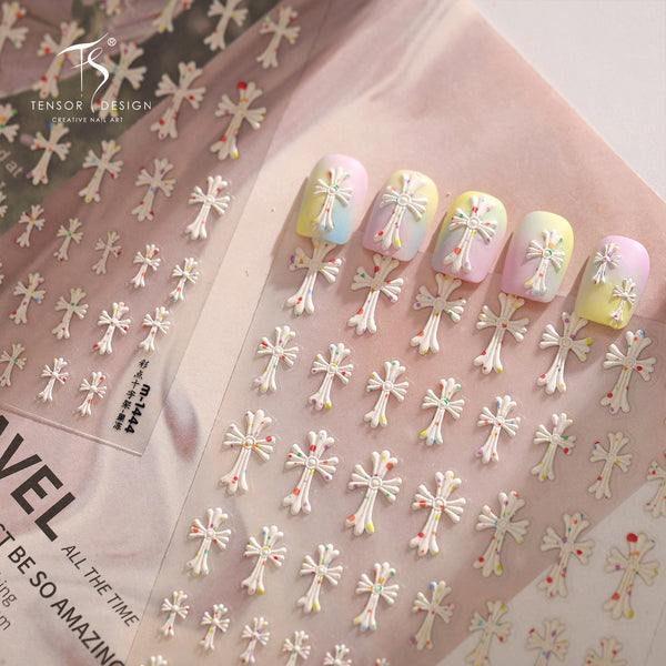 Gothic Style Black/Gold Nail Stickers Cross Sticker Decoration