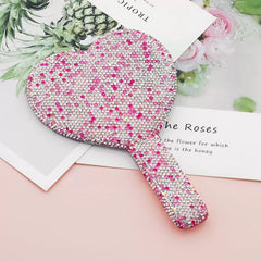 Heart Shape Handheld Rhinestone Makeup Mirror
