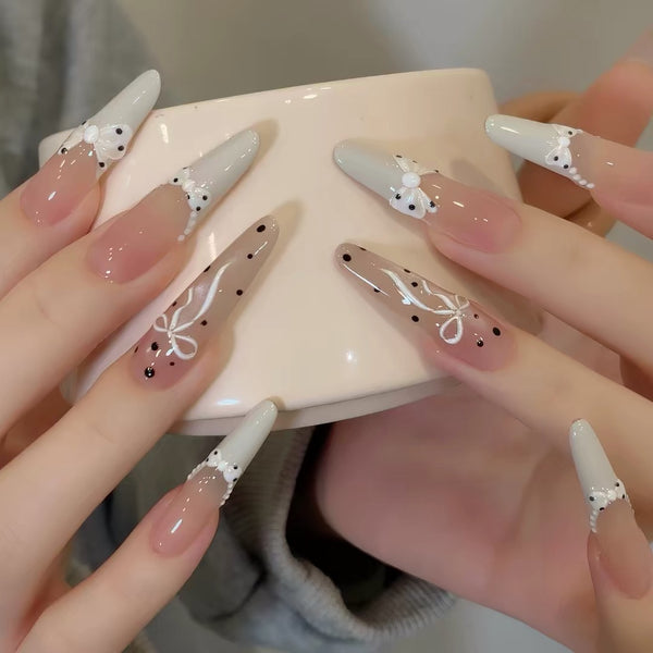 3D Embossed Shell Shine Nail Stickers Pearl Bow Nail Decals