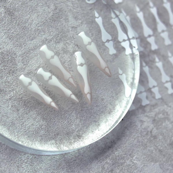 3D Skull Bone Gesture Heart Nail Stickers