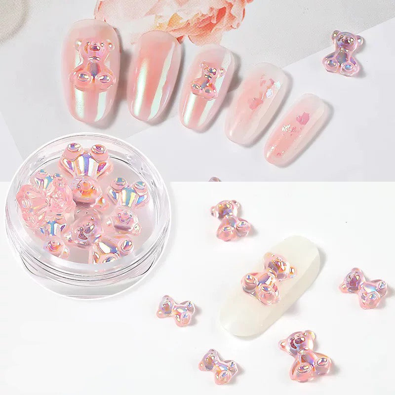 Reflection teddy bear nail decor