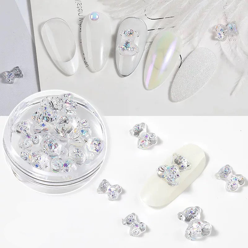 Reflection teddy bear nail decor