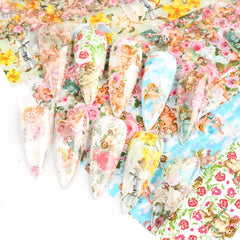 Cupid Style Floral Foil Paper Nail Art