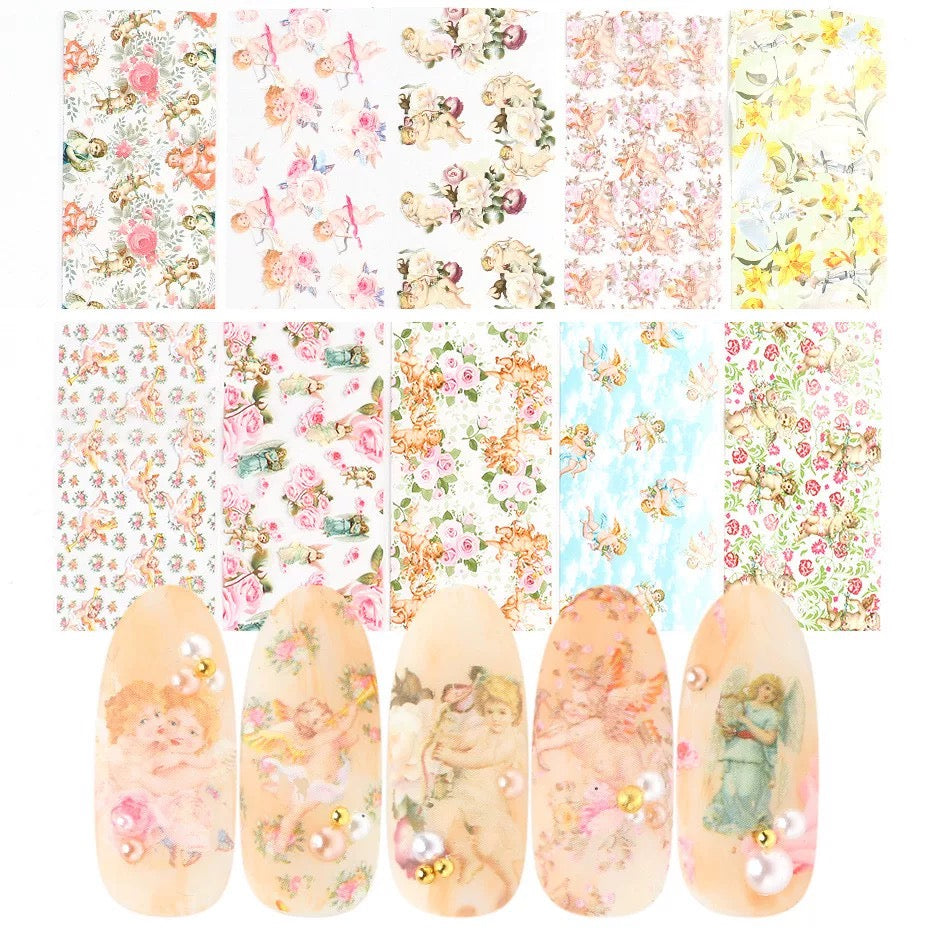 Cupid Style Floral Foil Paper Nail Art