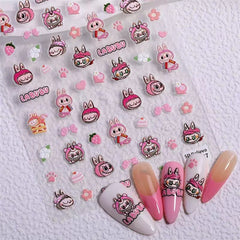 5D Labubu Zimomo Popmart Nail Art Stickers 5 types