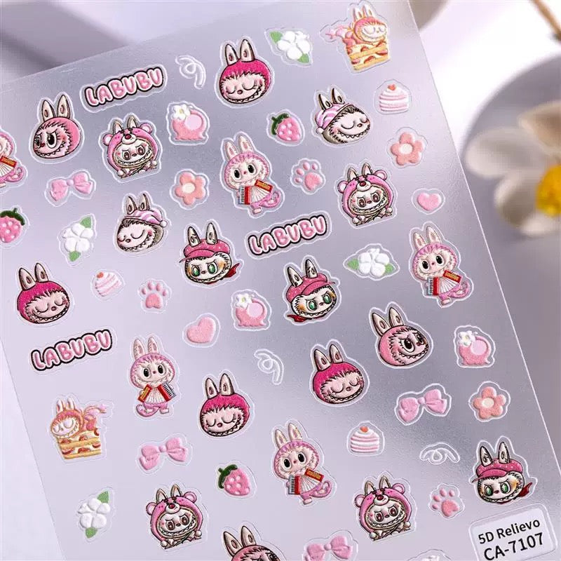 5D Labubu Zimomo Popmart Nail Art Stickers 5 types