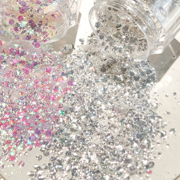Iridescent Glitter Mix for Nail Art Ultra-Thin Sparkle Flakes Nail Decoration 2.3g