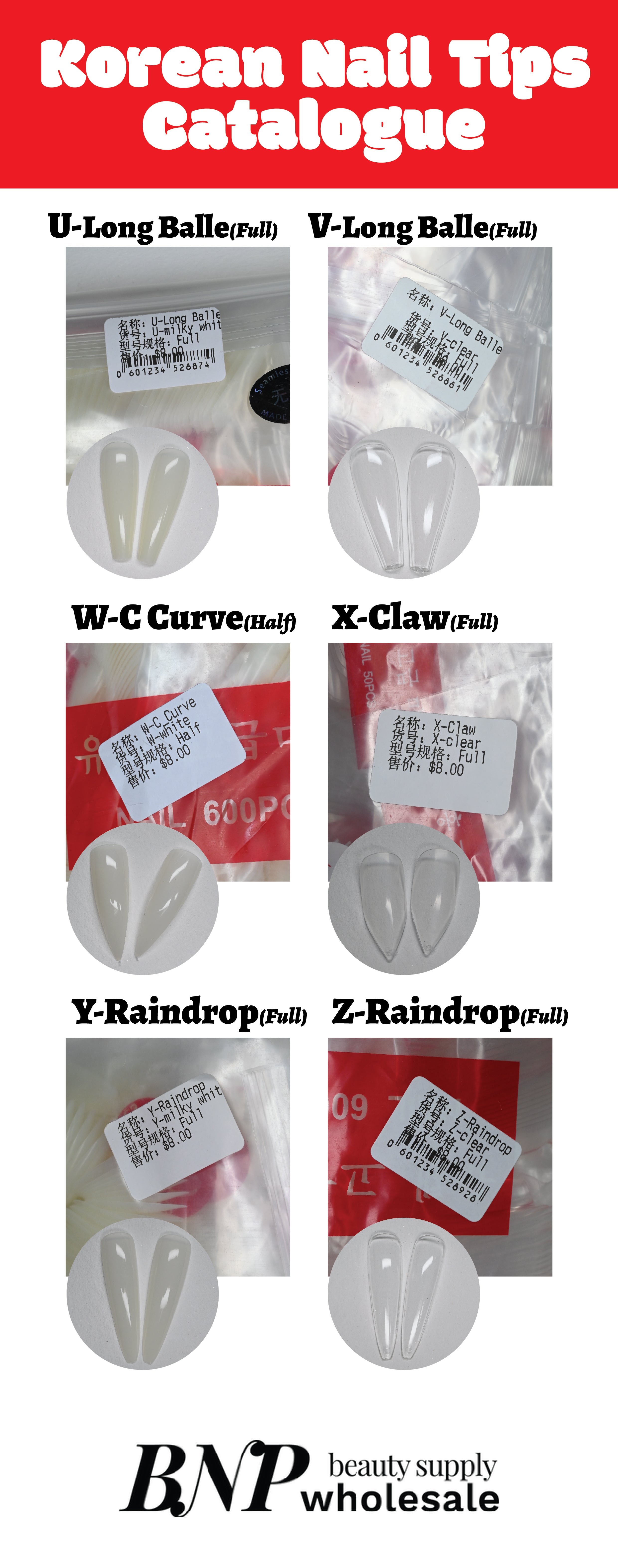 [generic] Korean nail tips (500 pieces/pack)