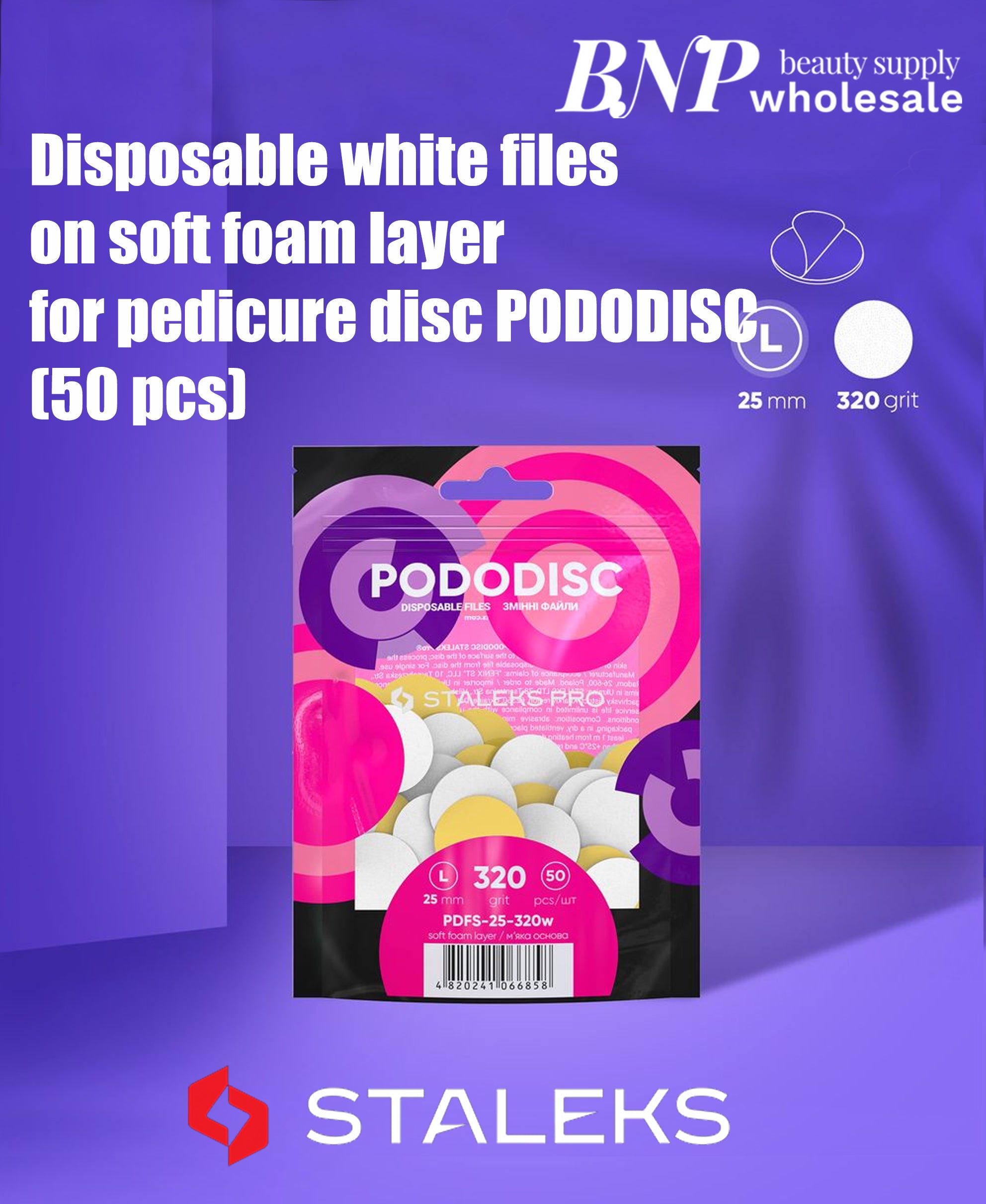 [Staleks] Disposable WHITE files on soft foam layer for pedicure disc PODODISC EXPERT