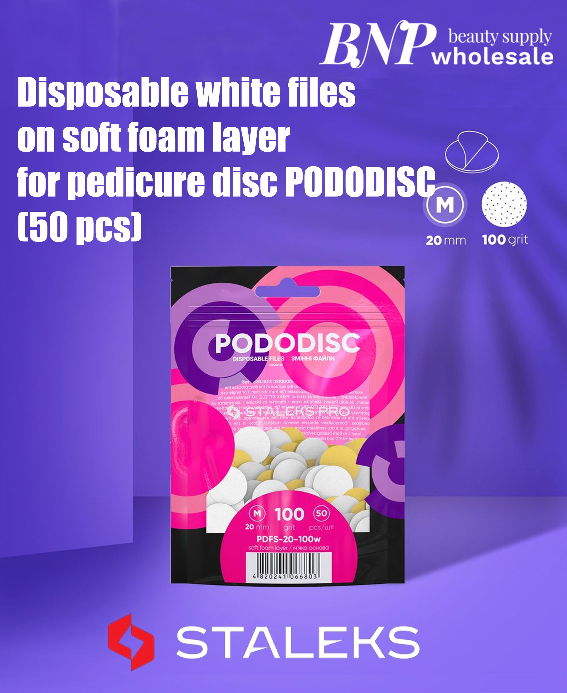 [Staleks] Disposable WHITE files on soft foam layer for pedicure disc PODODISC EXPERT