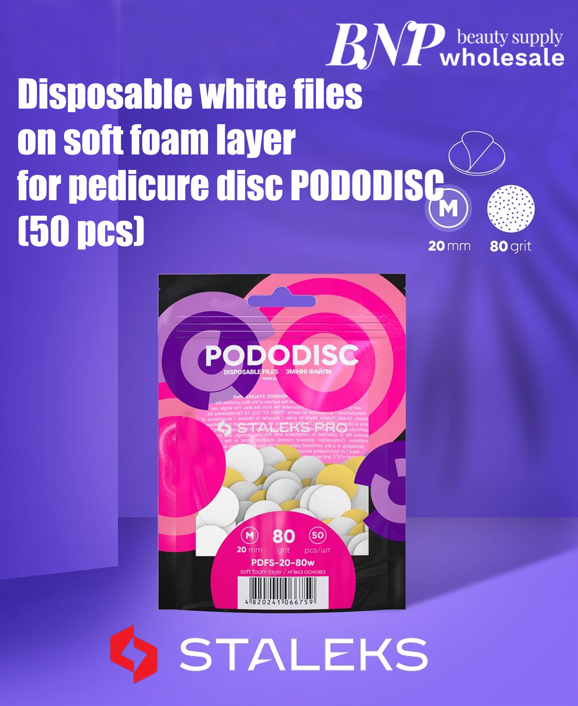 [Staleks] Disposable WHITE files on soft foam layer for pedicure disc PODODISC EXPERT