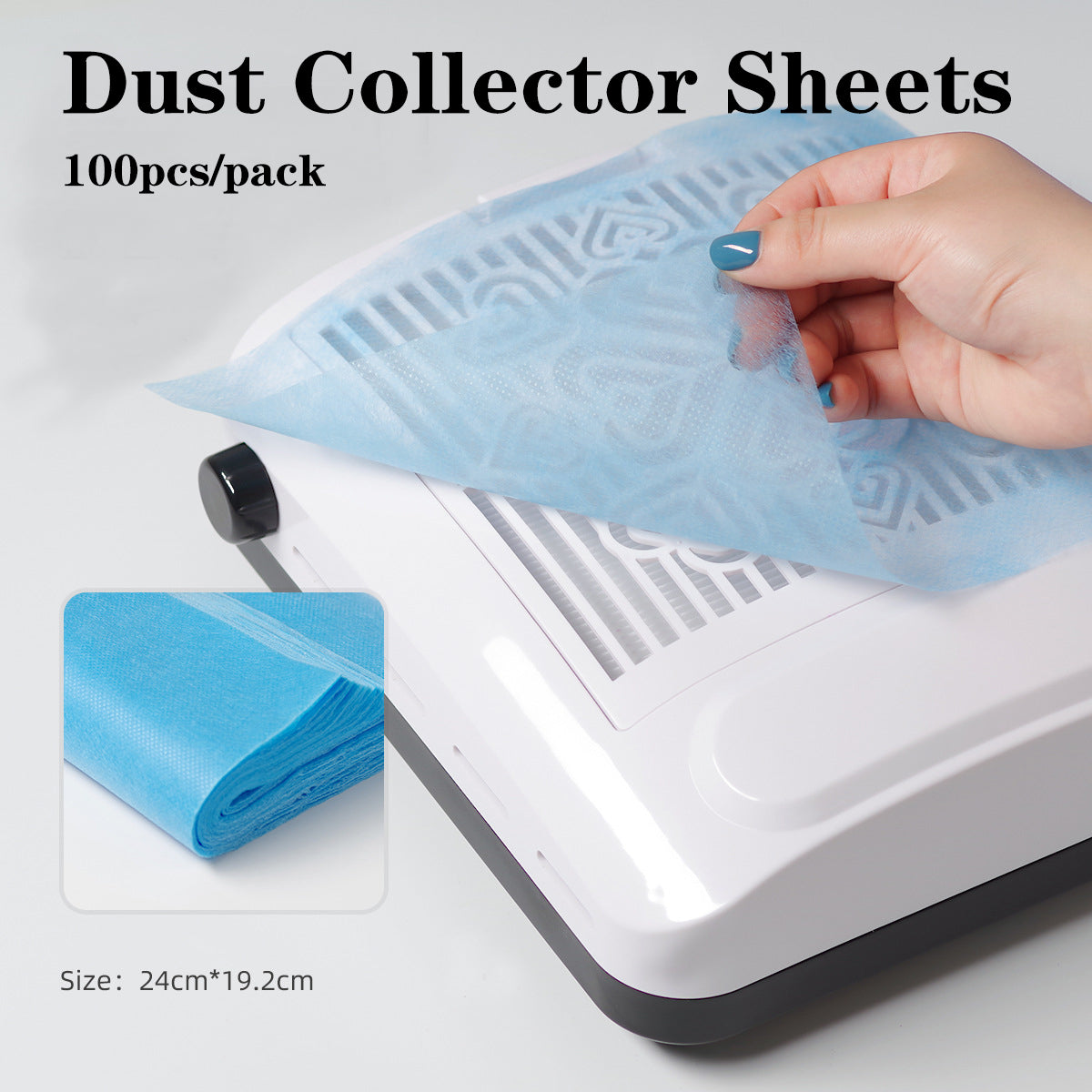 100pcs Disposable Nail Art Vacuum Dust Collector Sheets - Non-Woven Filter Paper in Pink/Blue/White