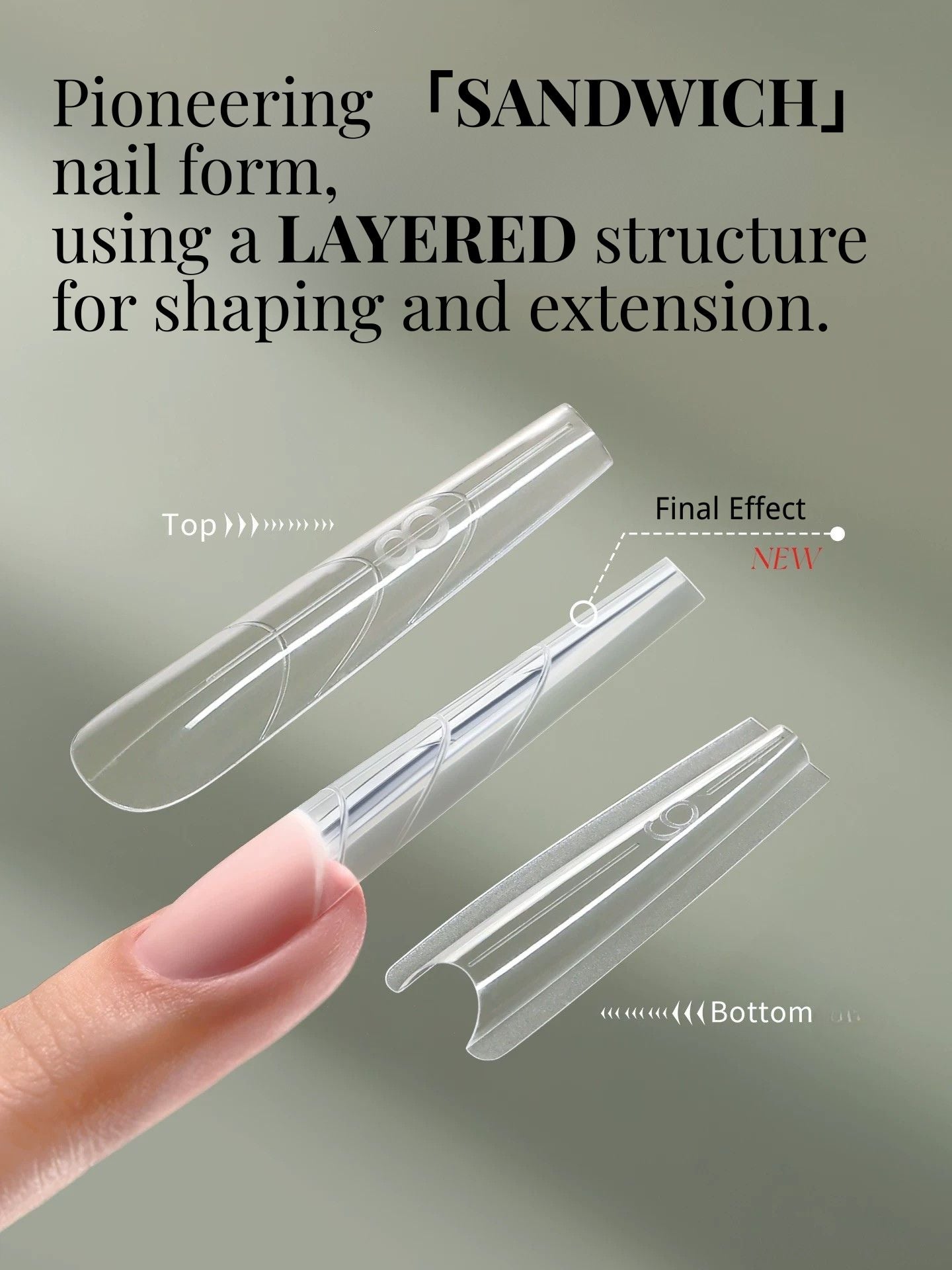 [MR NAIL] Sandwich Poly Gel Dual Forms Extension Nail Tips Without Paper Holder(Bottom 120pcs+Top 120pcs) W557