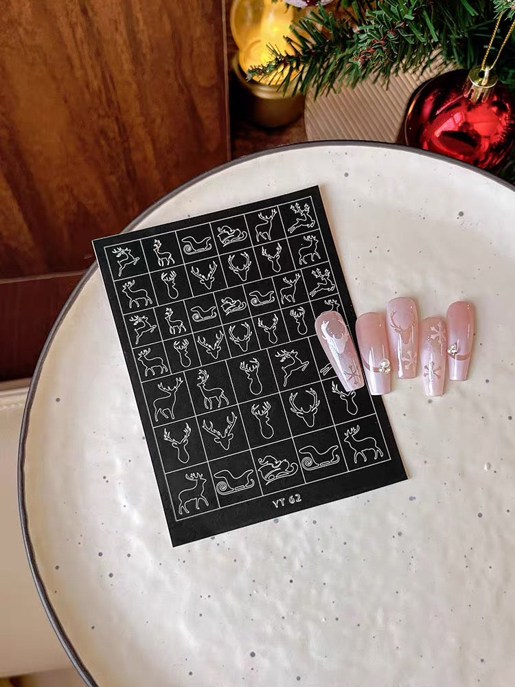 Reindeer Nail Decal for Airbrush/Ombre Gel