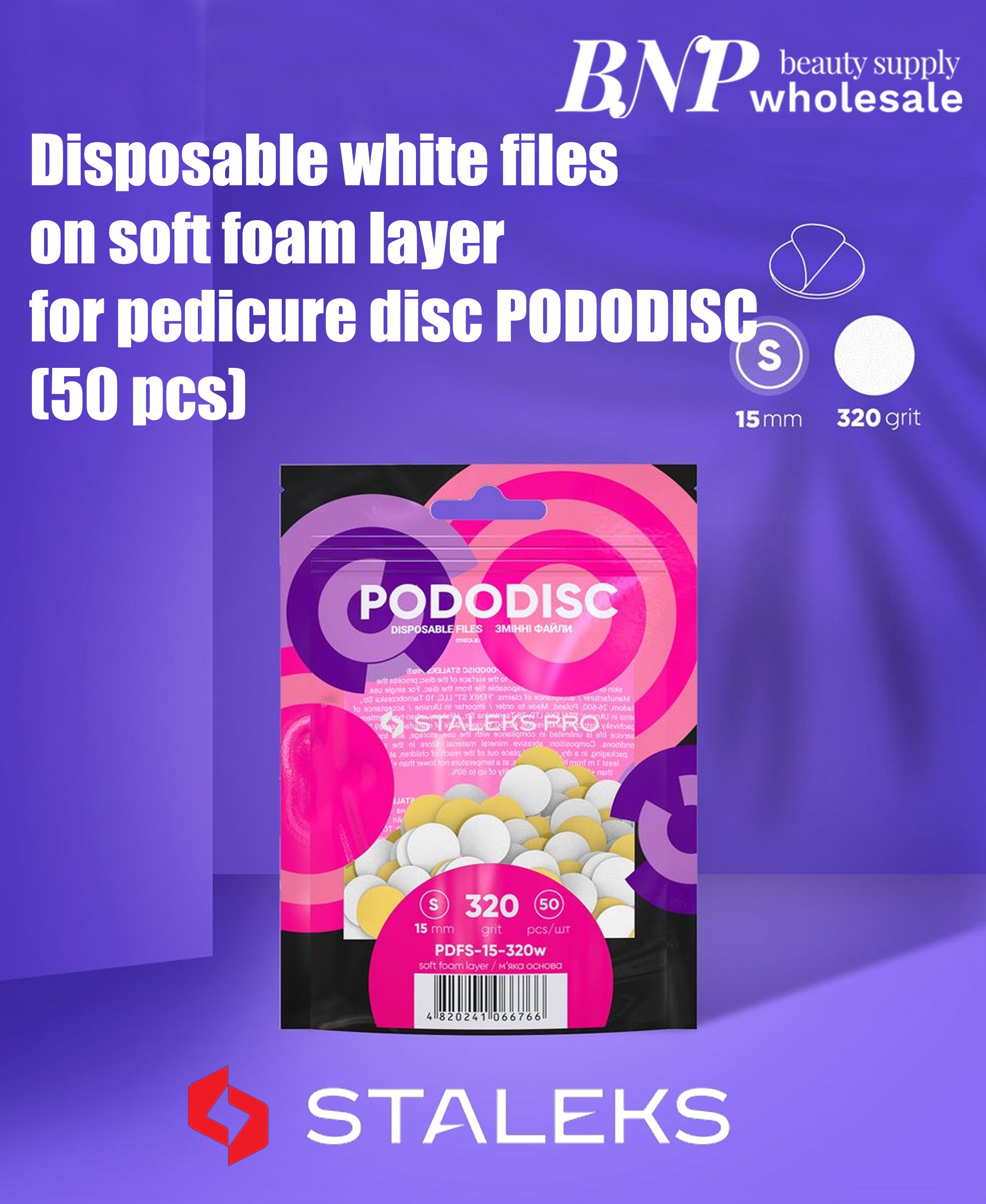 [Staleks] Disposable WHITE files on soft foam layer for pedicure disc PODODISC EXPERT