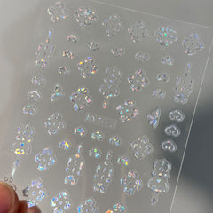 Decorative Nail Sticker Silver - Snowflake, Butterfly