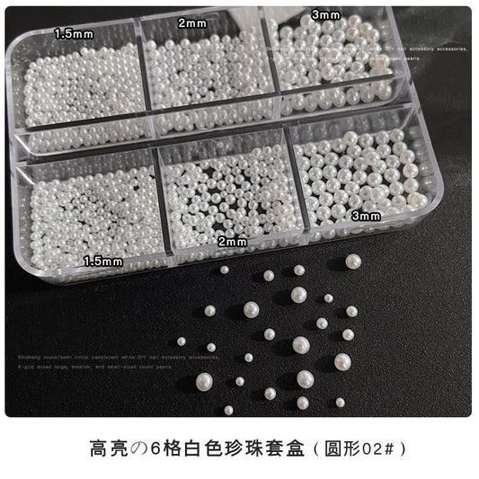 Pearl Nail Charm 3 Sizes Flat/Curved Base White Nail Decor