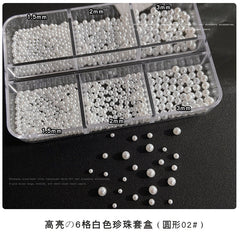 Pearl Nail Charm 3 Sizes Flat/Curved Base White Nail Decor