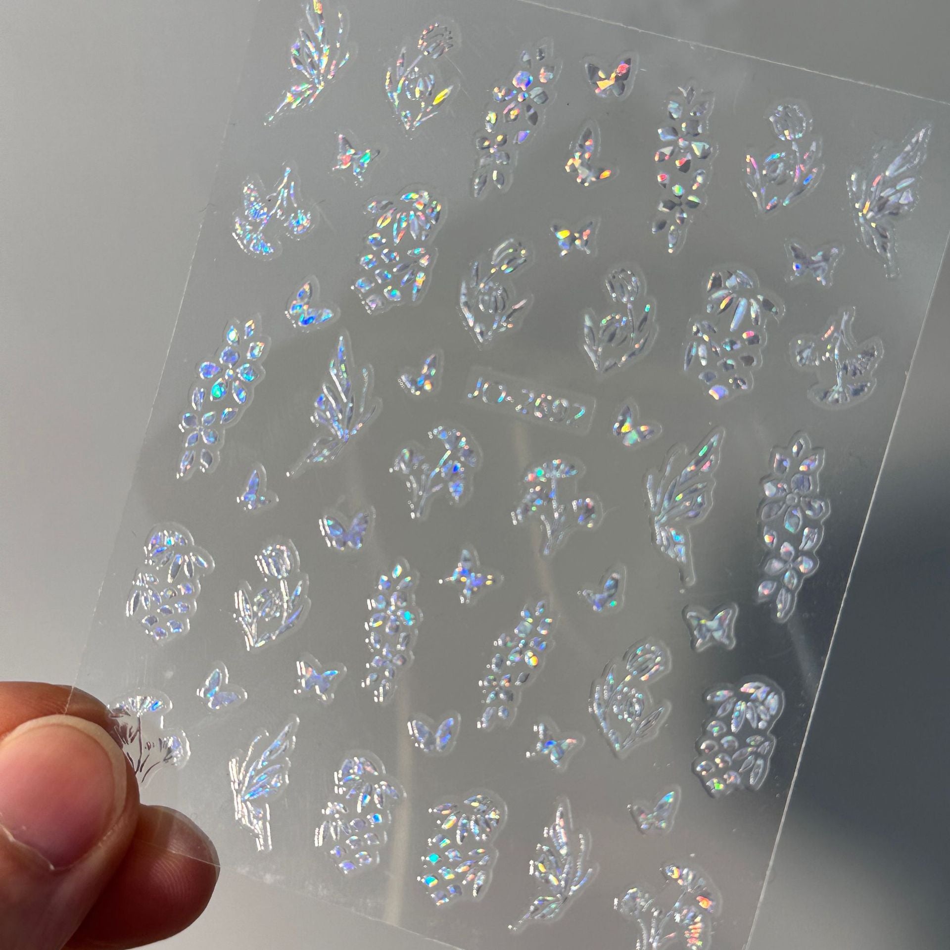 Decorative Nail Sticker Silver - Snowflake, Butterfly