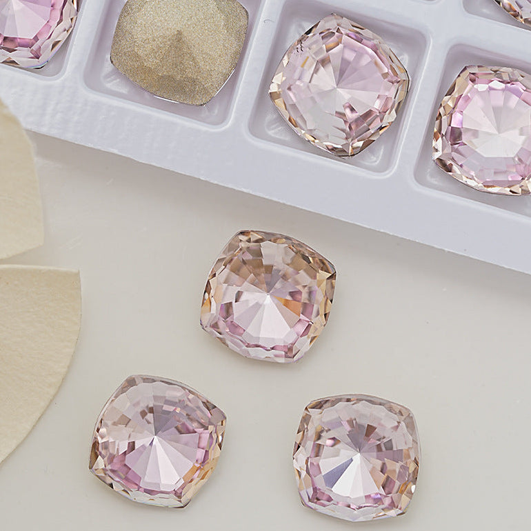 Nail Pink Rhinestone Crystal Decoration Heart/rectangle