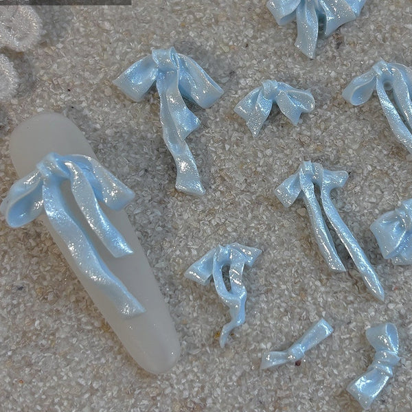 3D Soft Pearlescent Ribbon Bow Nail Decoration 50pcs