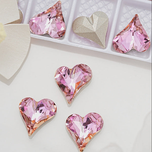 Nail Pink Rhinestone Crystal Decoration Heart/rectangle