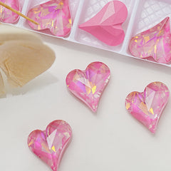 Nail Pink Rhinestone Crystal Decoration Heart/rectangle