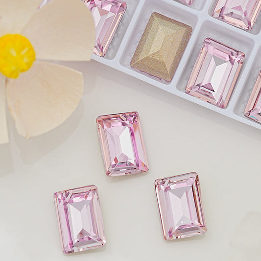 Nail Pink Rhinestone Crystal Decoration Heart/rectangle