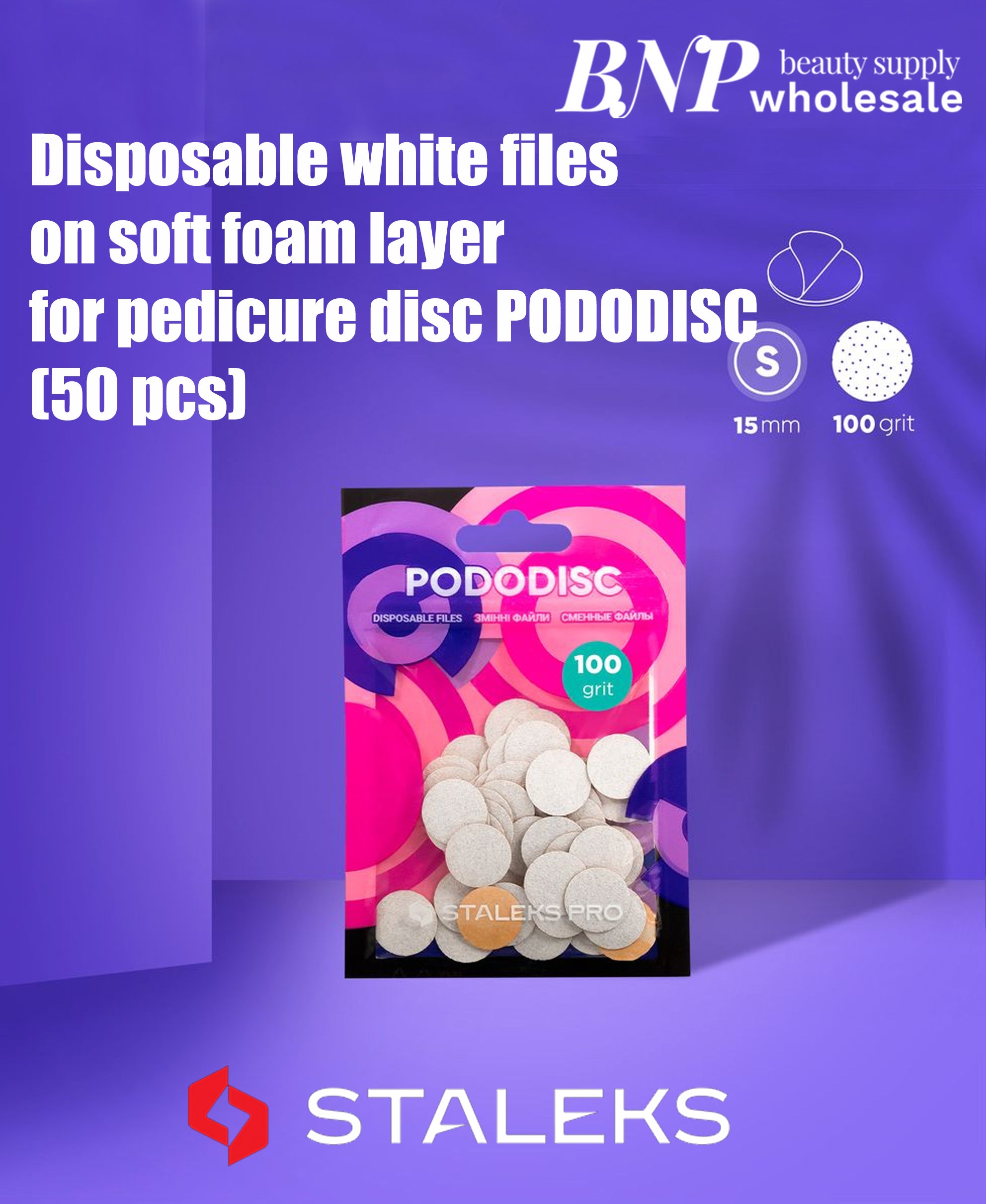 [Staleks] Disposable WHITE files on soft foam layer for pedicure disc PODODISC EXPERT