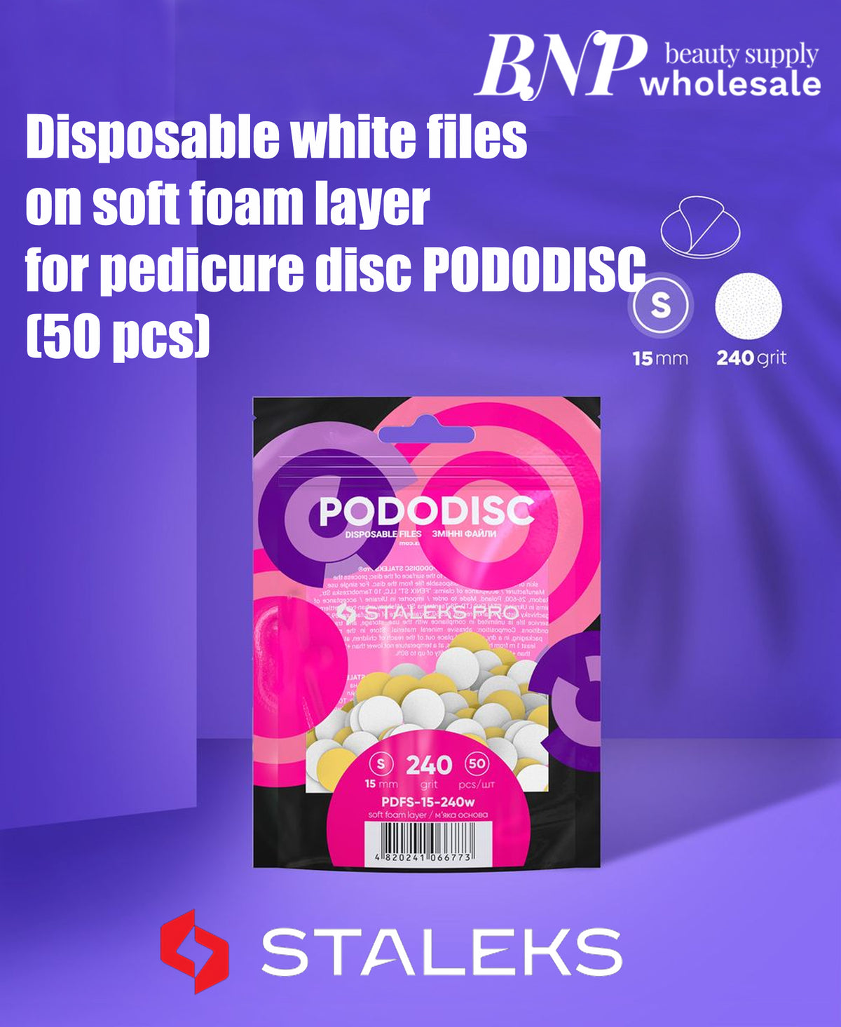 [Staleks] Disposable WHITE files on soft foam layer for pedicure disc PODODISC EXPERT