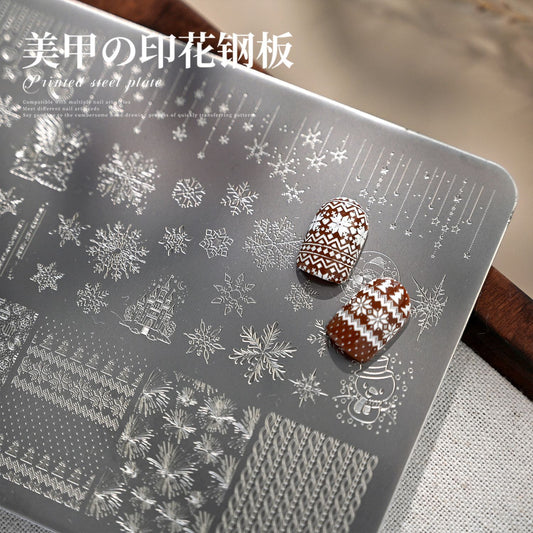 Winter Snowflake Stamping Plate Nail Art