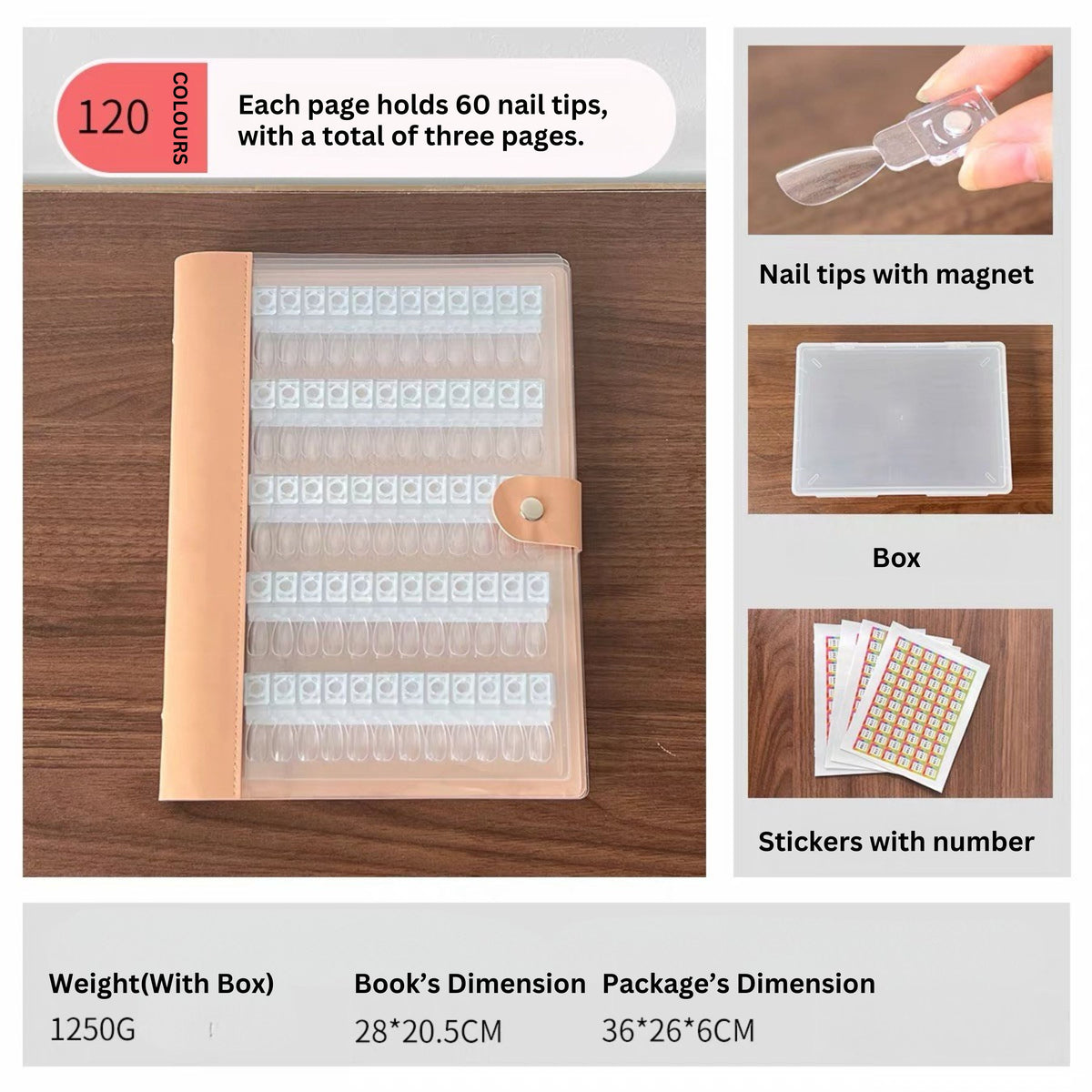 Magnet Blank Nail Organizer Storage for Manicurist, Professional Nail Color Chart Display Book Sample for Gel Polish Nails (120/180)