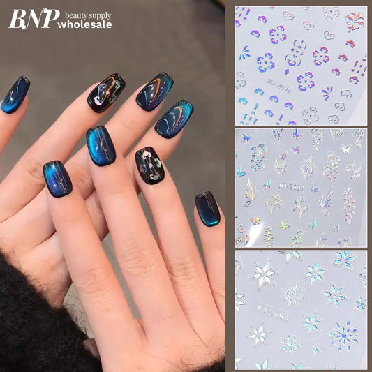 Decorative Nail Sticker Silver - Snowflake, Butterfly