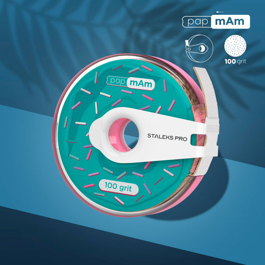 [Staleks] Disposable white abrasive tape papmAm EXPERT 100 grit (in a plastic case)
