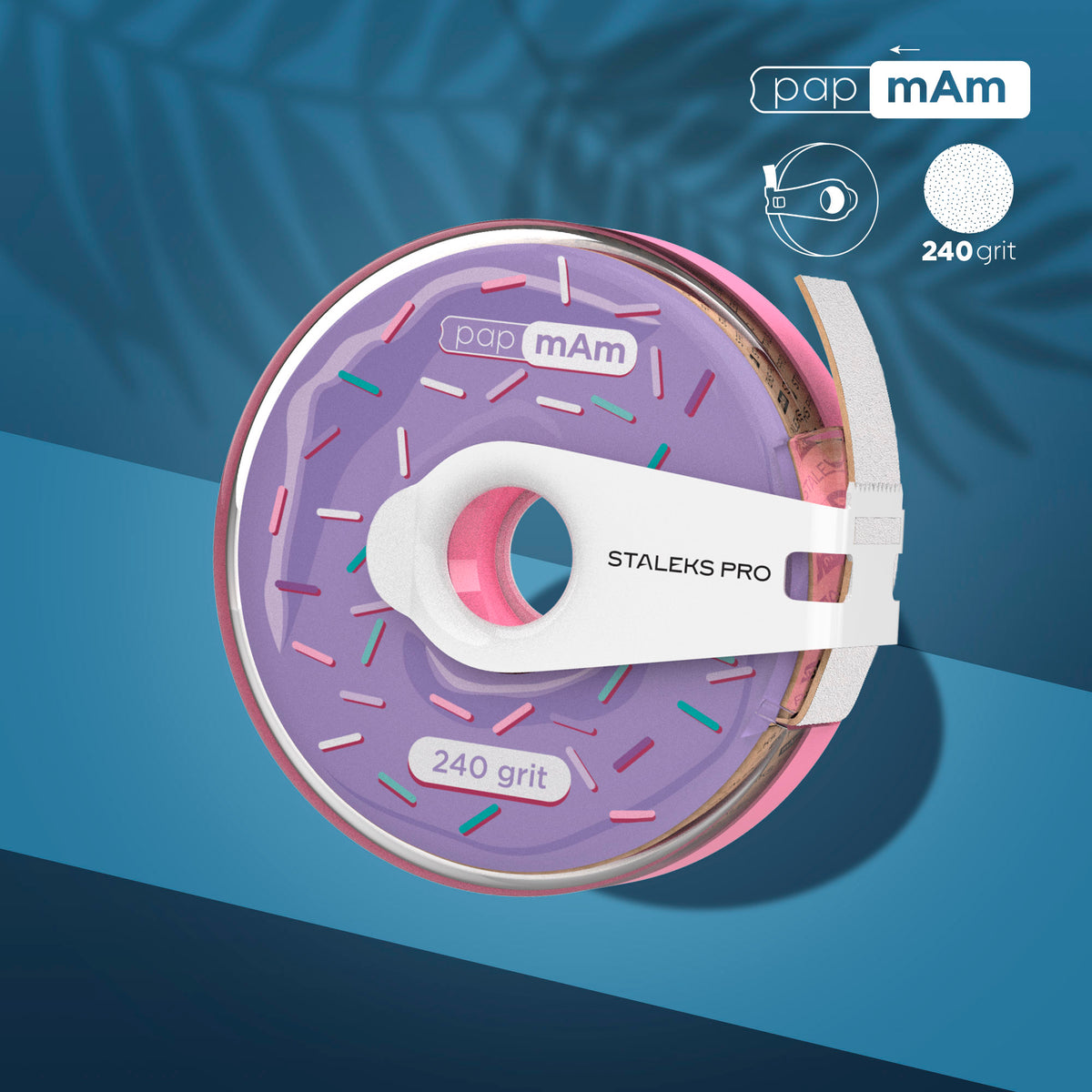 [Staleks] Disposable white abrasive tape papmAm EXPERT 240 grit (in a plastic case)