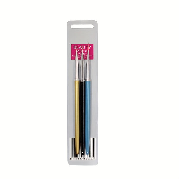 3pcs Nail Art Liner Brush pack (7/9/11mm)