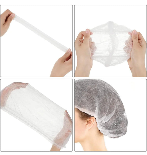 100 Pieces Disposable Non-Woven Clip Caps Mob caps hairnets Head Cover, 21". (White)